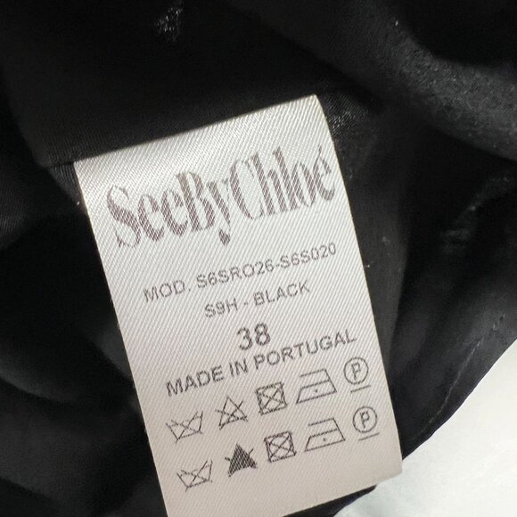 See by Chloe Daisy Crochet Overlay Black Dress Retro A-Line Floral 38 Medium - Picture 15 of 16